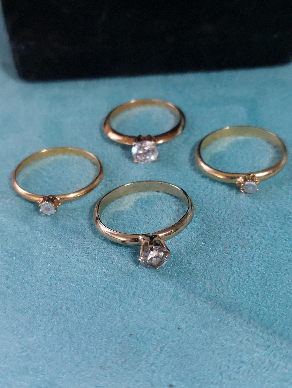 Four Rhinestone Goldtone Stackable Rings - Picture 6 of 15